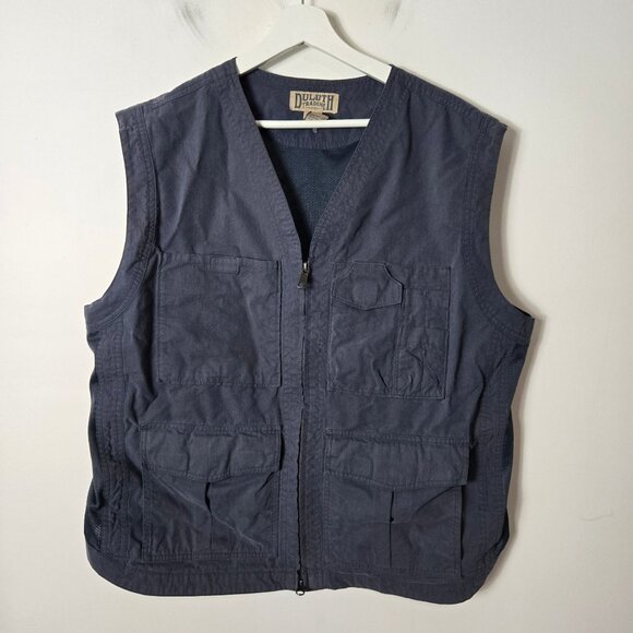 Duluth Trading Men's Size L Fire Hose DuluthFlex Working Man's Vest Blue Canvas - Picture 1 of 11
